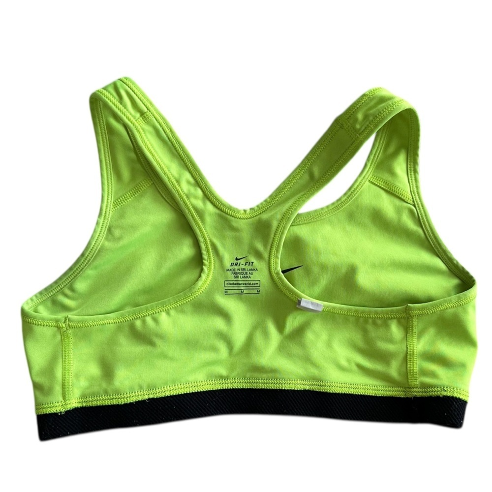 NIKE Dri-fit Pro Classic Sports Bra Racerback Neon Yellow Green Size Medium M - Picture 3 of 4
